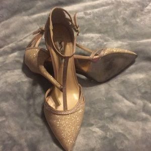 NINA New York gold sparkle heels